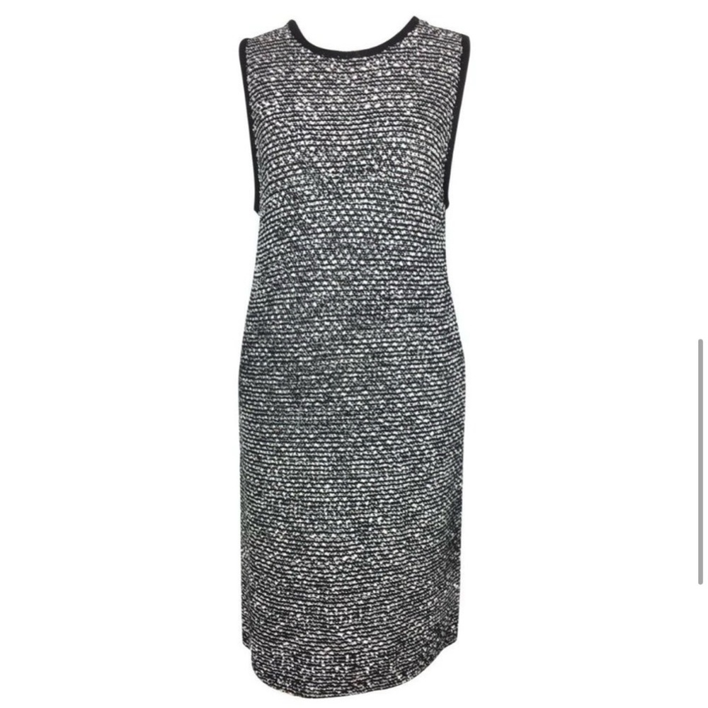 Alice+Olivia wool boucle Black/white sleeveless knit dress .